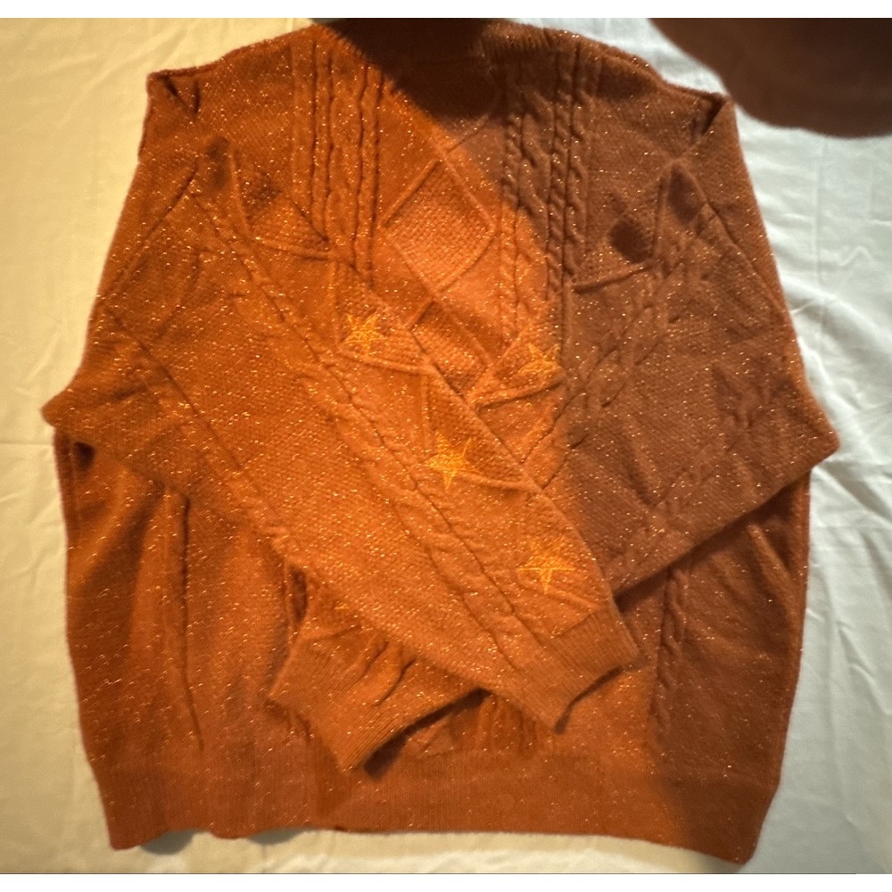 Taylor Swift Life of a Showgirl Glitter Cardigan Sweater Womens Size M/L Orange - Picture 4 of 8